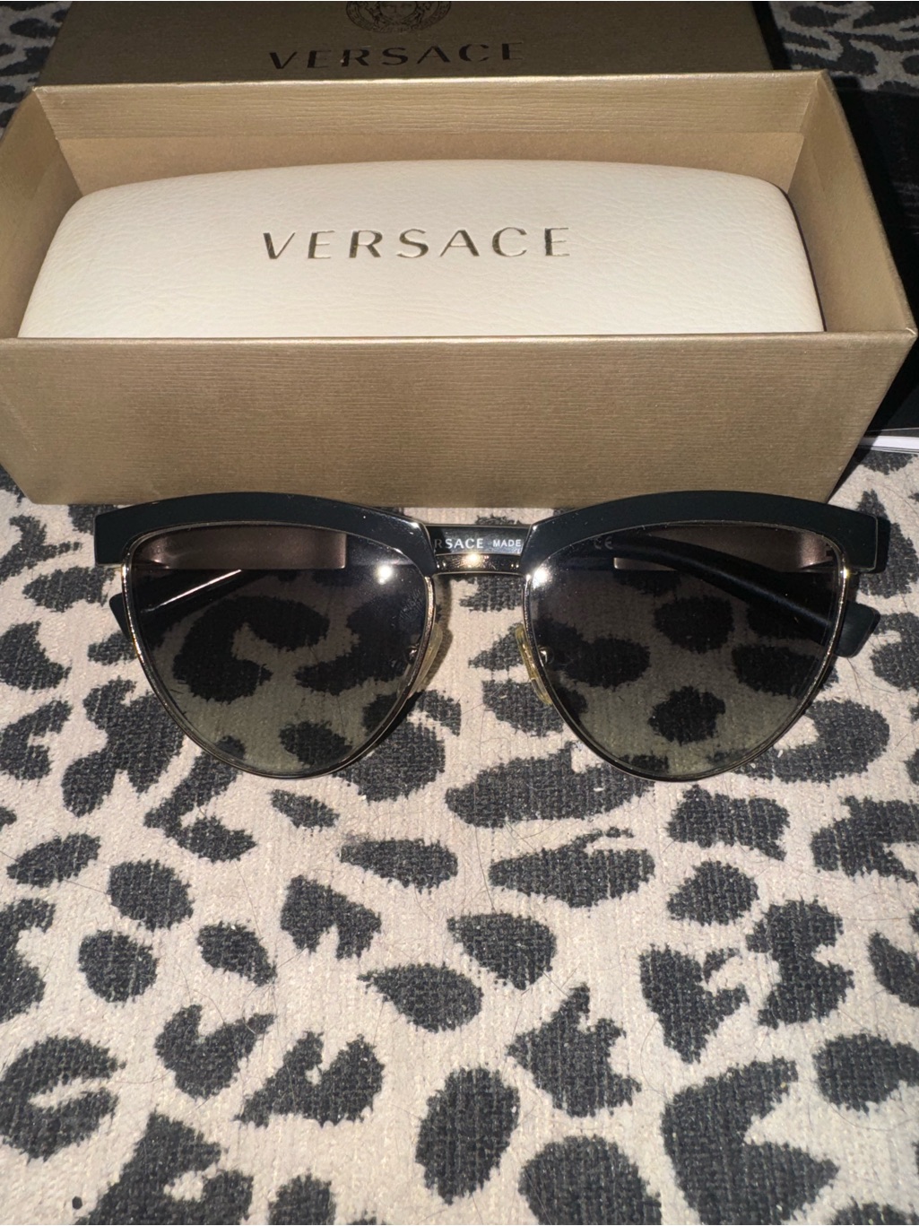 Versace Black And Gold Cat-Eye Sunglasses